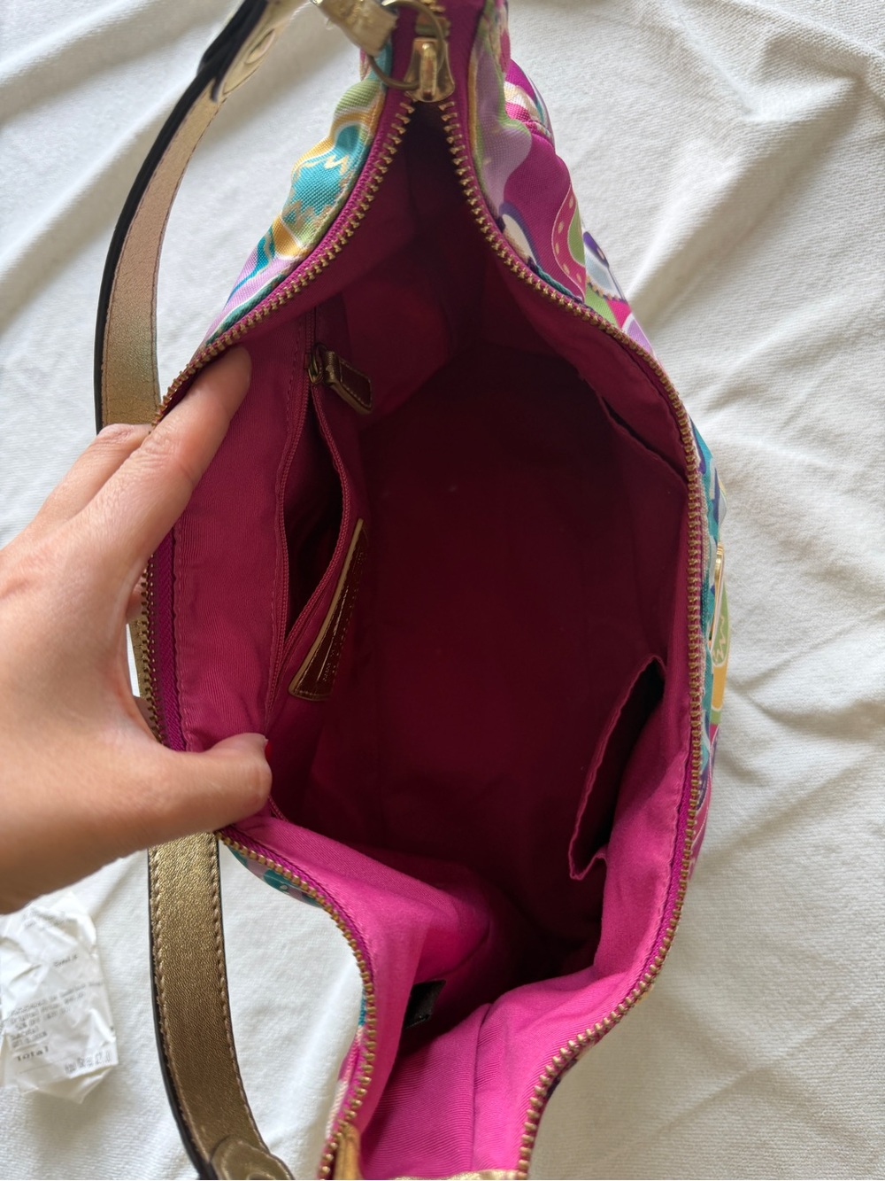 Coach Multicolor Logo Print Shoulder Bag in Pink, Purple, Blue, Green, Yellow - Picture 4 of 5